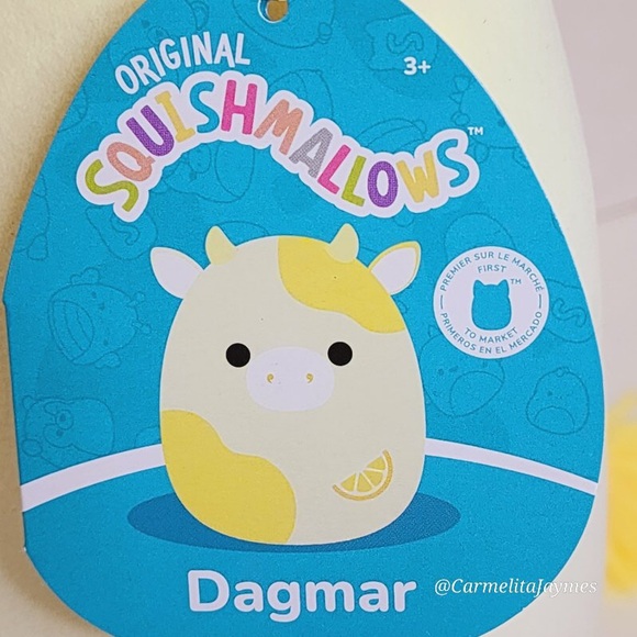 DAGMAR 🍋🐄 FTM Yellow Lemon Cow Original Squishmallow By Kellytoy NWT - Picture 8 of 9
